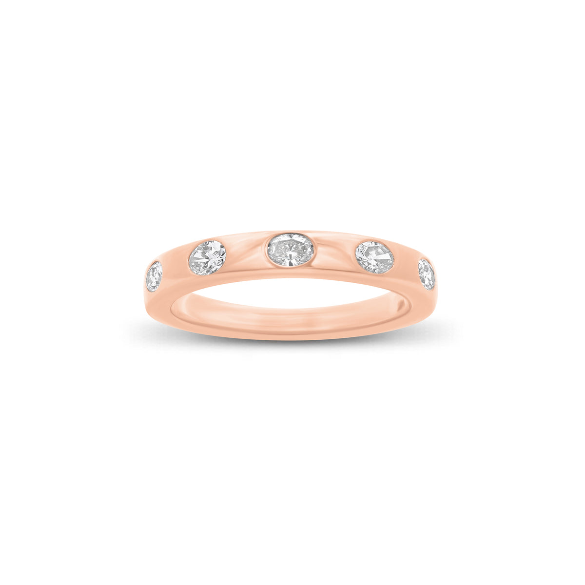 Oval Diamond Stacking Ring - 14K gold weighing 3.21 grams - 5 oval-shaped diamonds weighing 0.40 carats