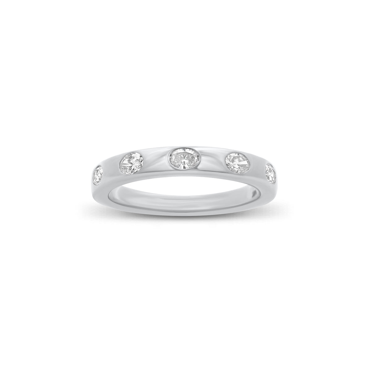 Oval Diamond Stacking Ring - 14K gold weighing 3.21 grams - 5 oval-shaped diamonds weighing 0.40 carats
