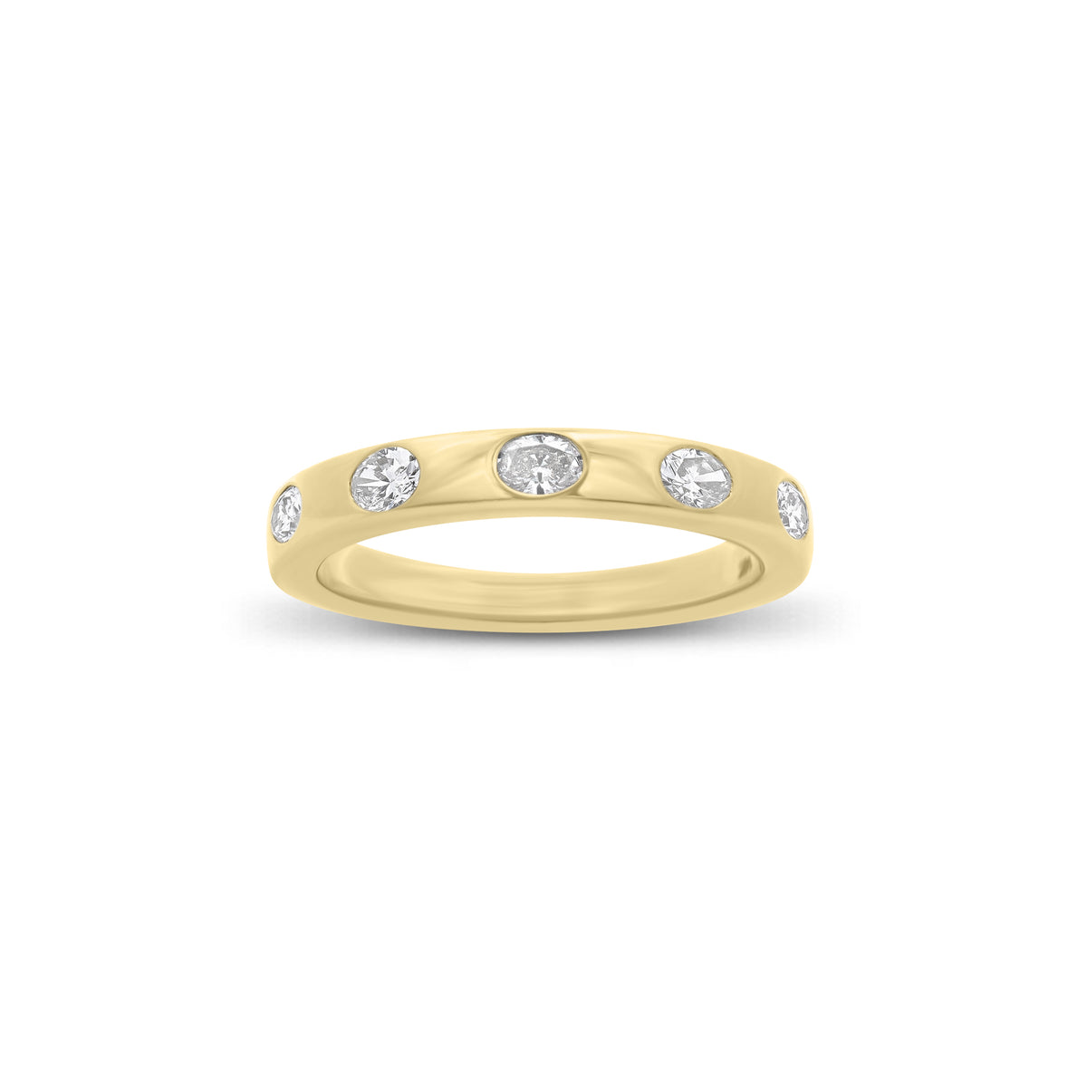 Oval Diamond Stacking Ring - 14K gold weighing 3.21 grams - 5 oval-shaped diamonds weighing 0.40 carats