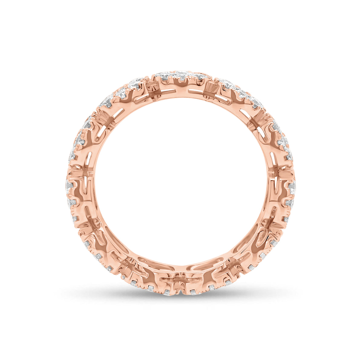 Diamond cushion-style halo eternity ring -18K gold weighing 4.18 grams  -11 round diamonds totaling 0.98 carats  -88 round pave-set diamonds totaling 1.30 carats