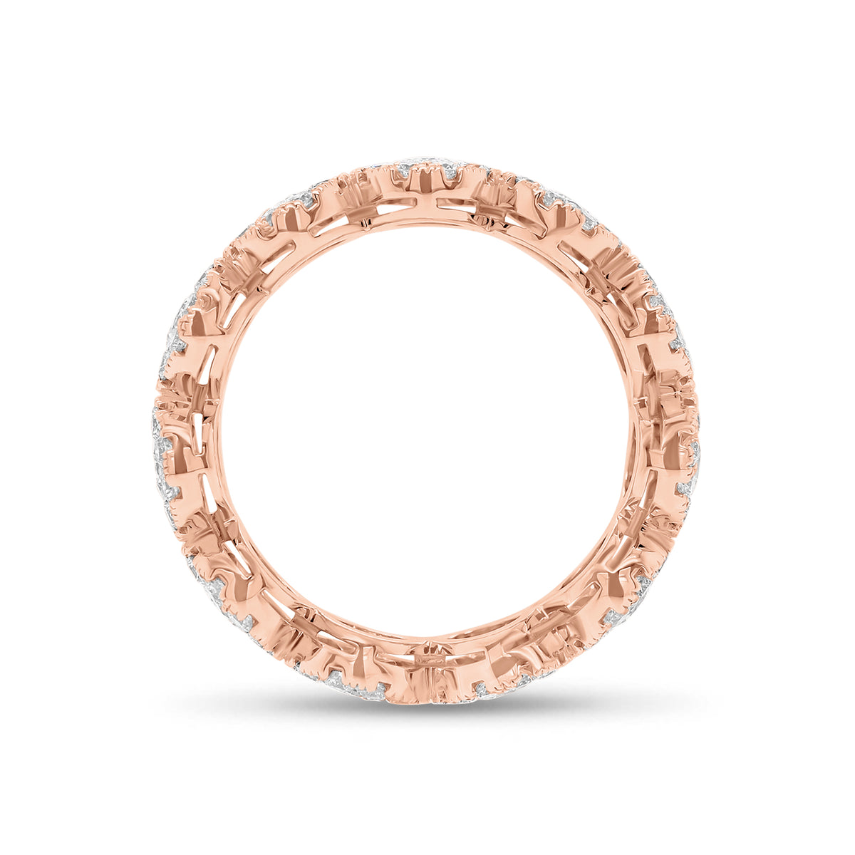 Diamond halo eternity ring -18K gold weighing 3.96 grams  -11 round diamonds totaling 1.18 carats  -99 round pave-set diamonds totaling 1.06 carats