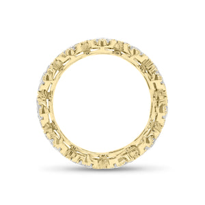 Diamond halo eternity ring -18K gold weighing 3.96 grams  -11 round diamonds totaling 1.18 carats  -99 round pave-set diamonds totaling 1.06 carats
