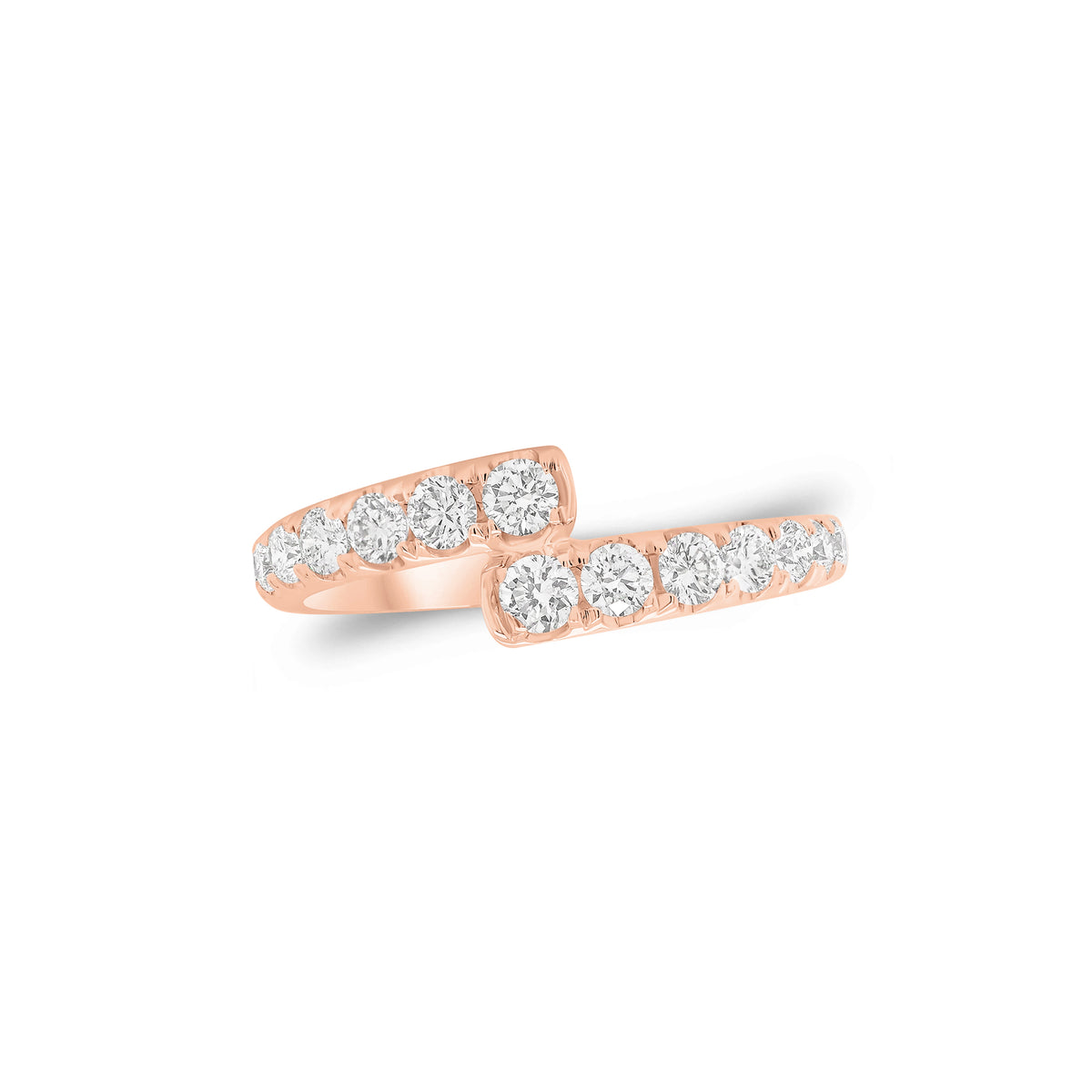 Diamond Simple Wrap Ring - 18K gold weighing 3.28 grams - 14 round diamonds weighing 0.62 carats