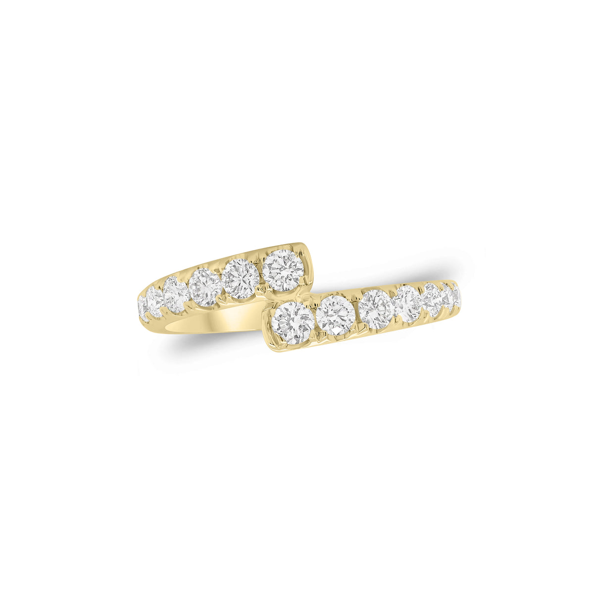 Diamond Simple Wrap Ring - 18K gold weighing 3.28 grams  - 14 round diamonds weighing 0.62 carats
