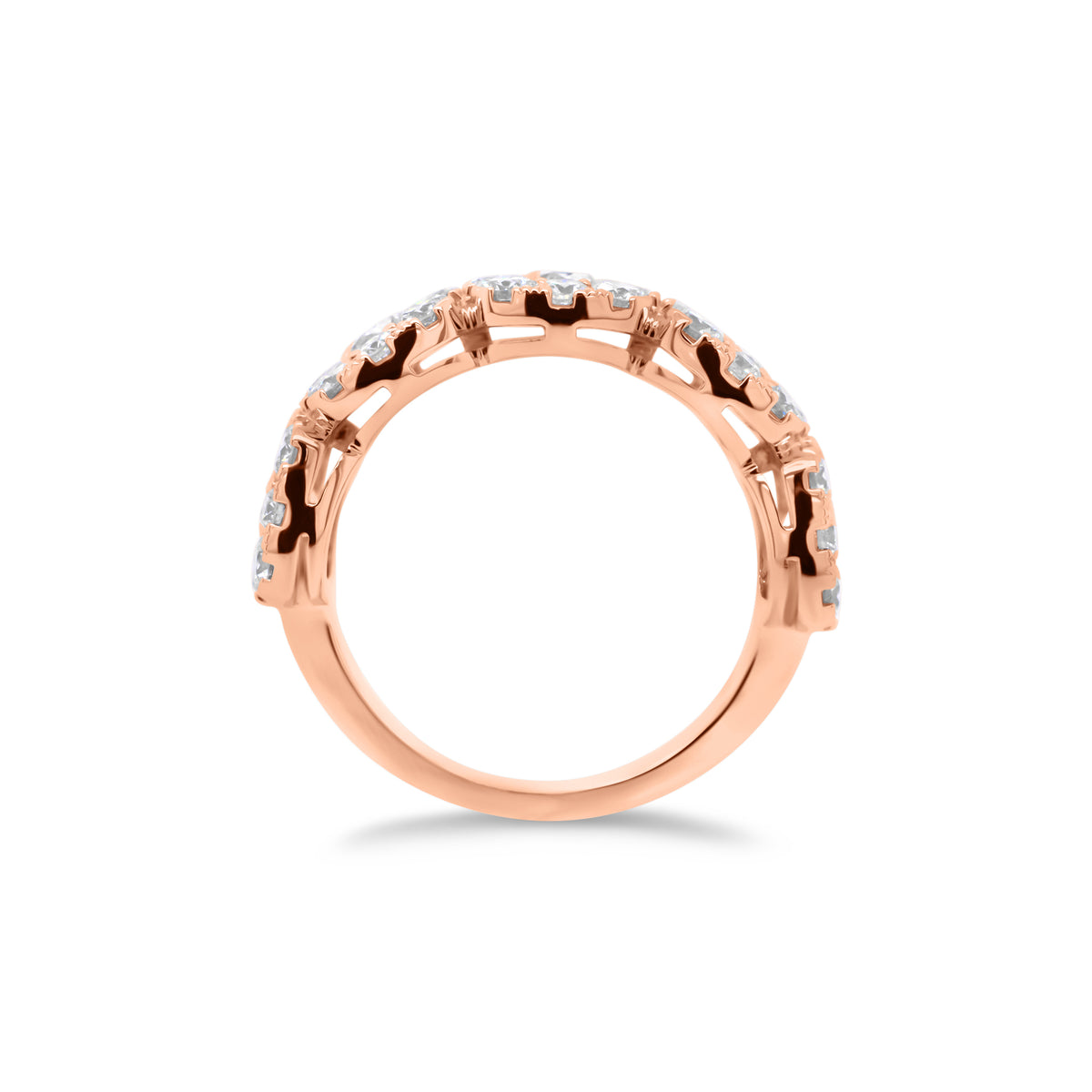 Cushion-Shaped Halo Diamond Wedding Band - 18K gold weighing 5.52 grams  - 40 round diamonds weighing 1.70 carats  - 5 round diamonds weighing 1.28 carats