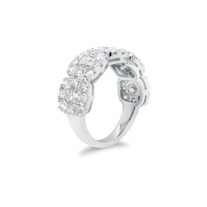 Cushion-Shaped Halo Diamond Wedding Band - 18K gold weighing 5.52 grams  - 40 round diamonds weighing 1.70 carats  - 5 round diamonds weighing 1.28 carats