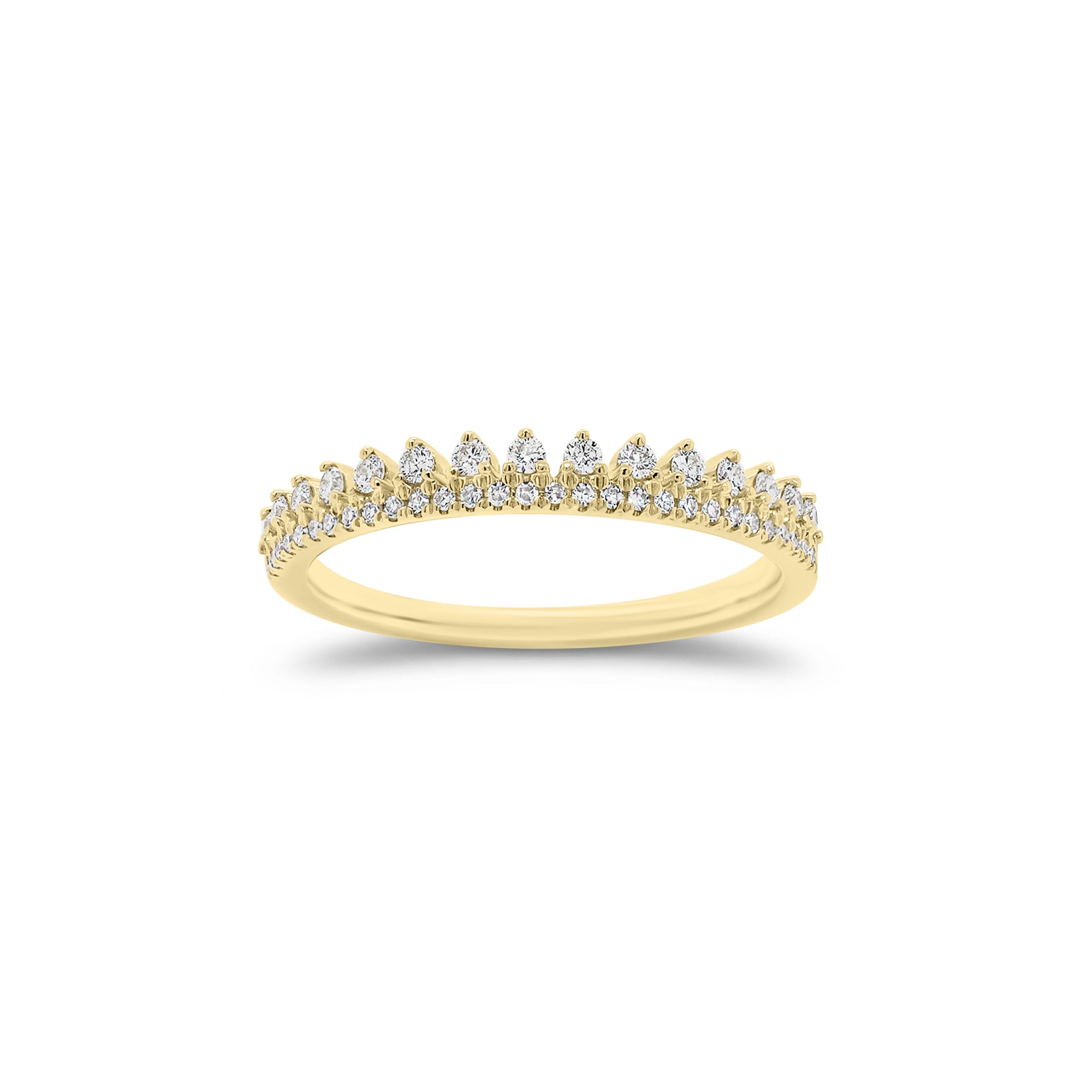 Diamond Crown Wedding Band - 14K gold weighing 0.23 grams  - 44 round diamonds weighing 0.23 carats