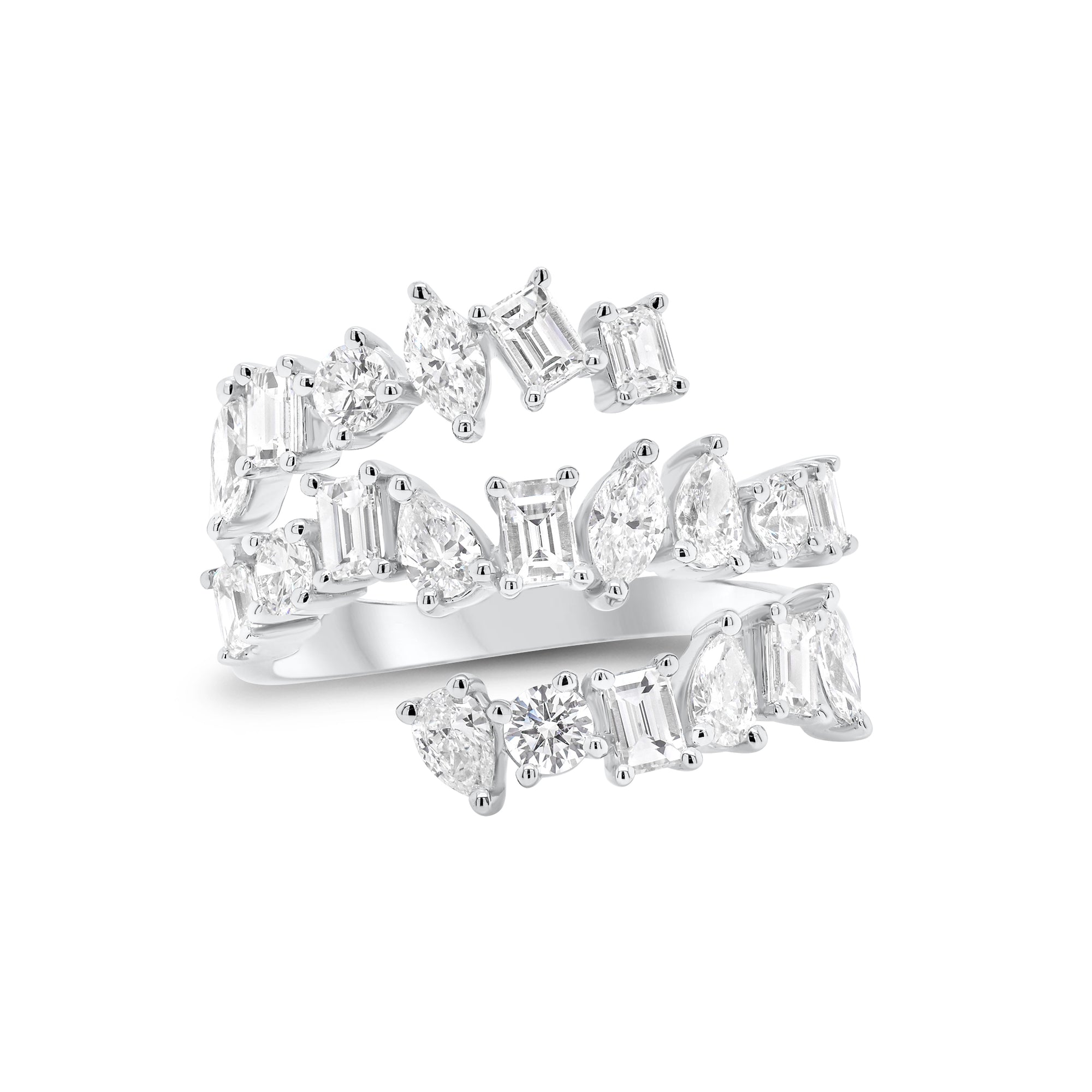 Multi-Shape Diamond Wrap Ring - 18K gold weighing 5.46 grams  - 21 mixed-shape diamonds weighing 1.96 carats