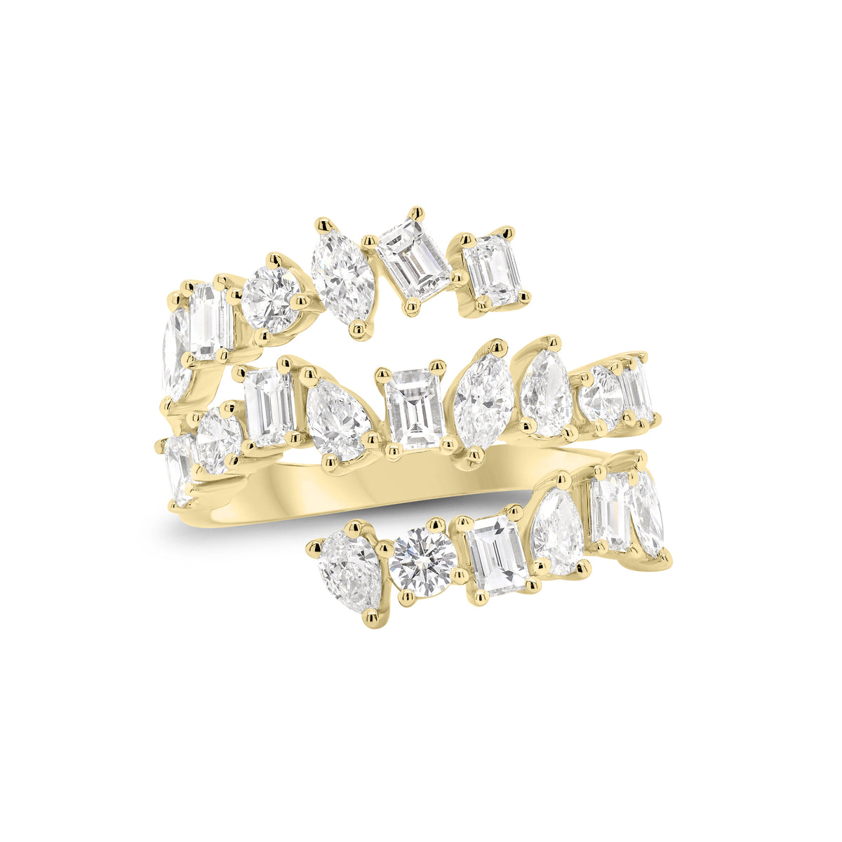 Multi-Shape Diamond Wrap Ring - 18K gold weighing 5.46 grams  - 21 mixed-shape diamonds weighing 1.96 carats