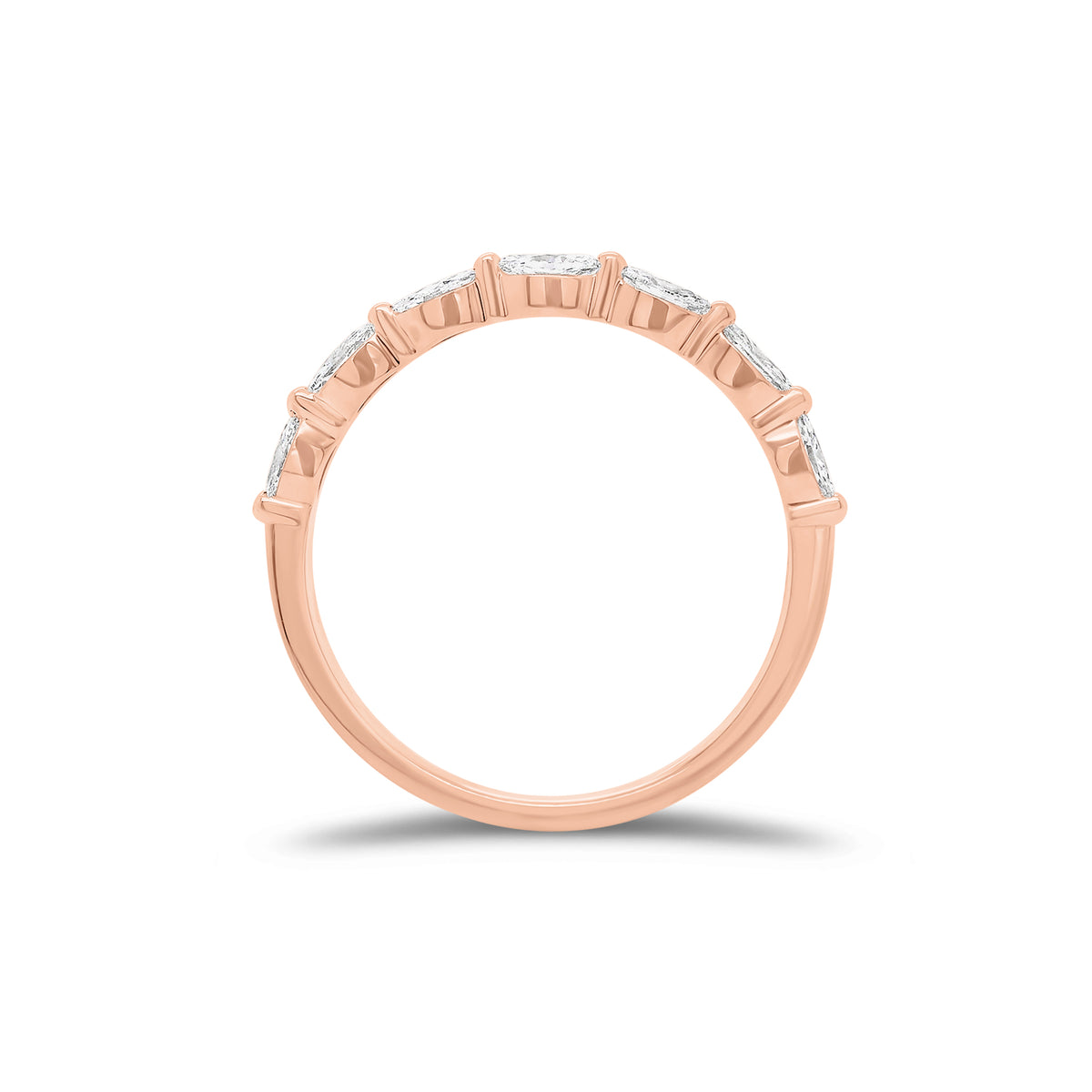Marquise Diamond Wedding Band - 14K gold weighing 1.41 grams - 7 marquise-shaped diamonds weighing 0.38 carats