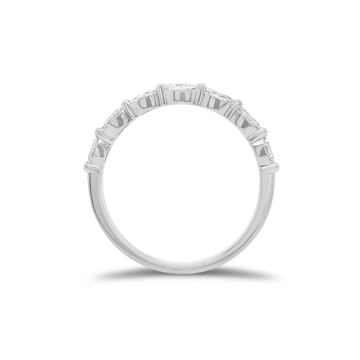 Marquise Diamond Wedding Band - 14K gold weighing 1.41 grams - 7 marquise-shaped diamonds weighing 0.38 carats
