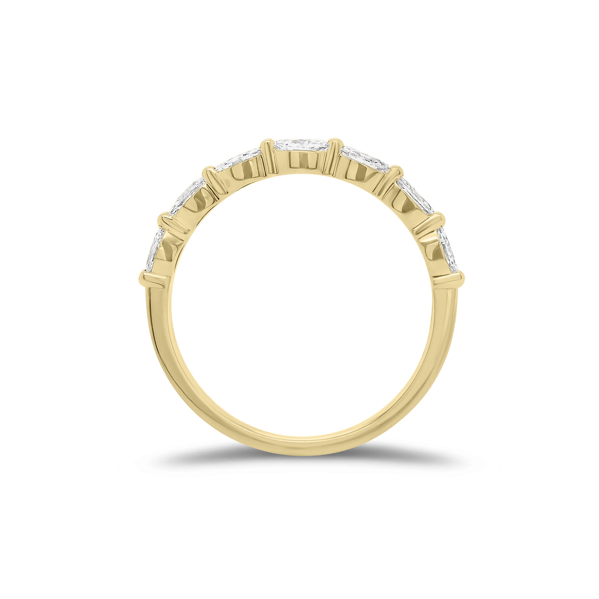 Marquise Diamond Wedding Band - 14K gold weighing 1.41 grams - 7 marquise-shaped diamonds weighing 0.38 carats