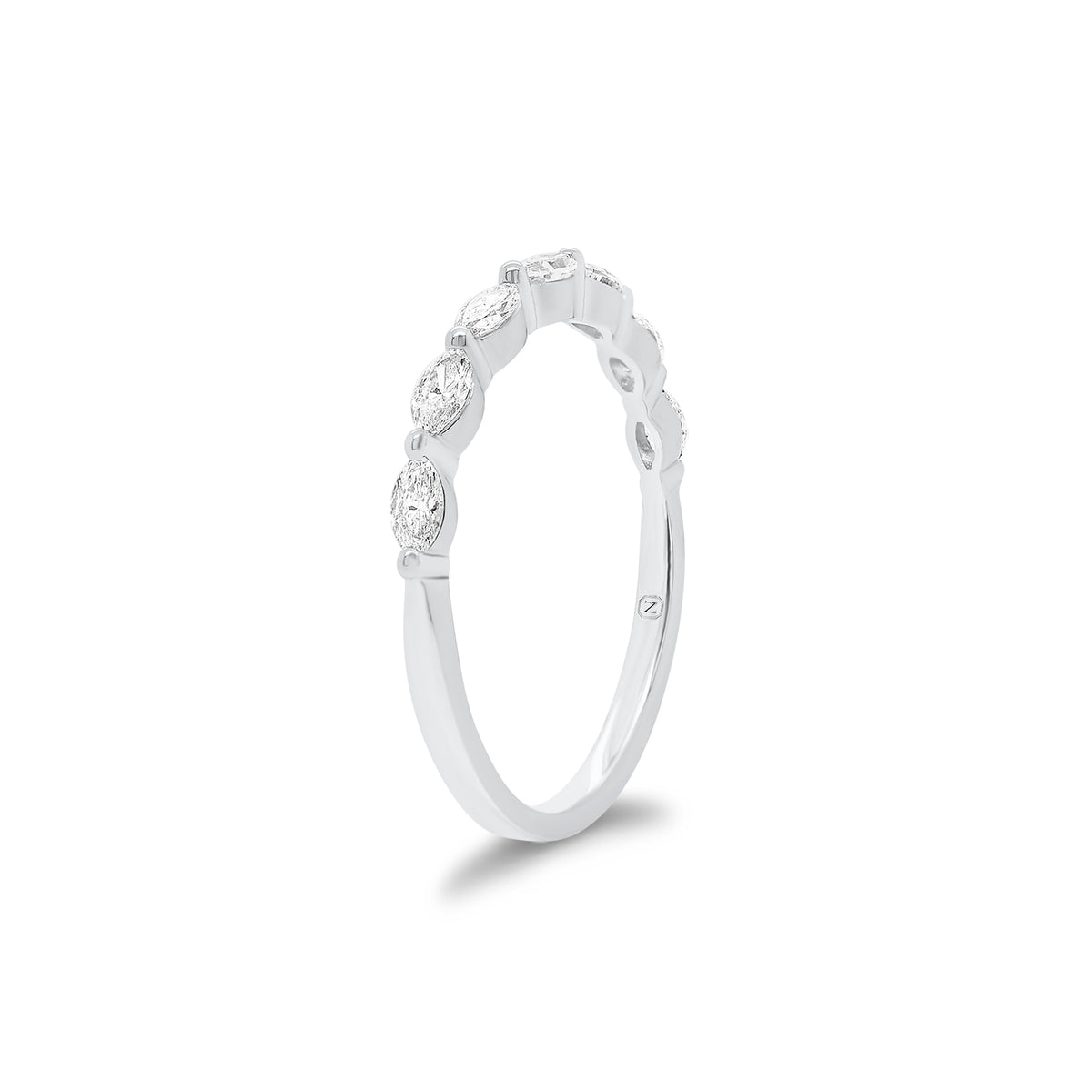 Marquise Diamond Wedding Band - 14K gold weighing 1.41 grams - 7 marquise-shaped diamonds weighing 0.38 carats