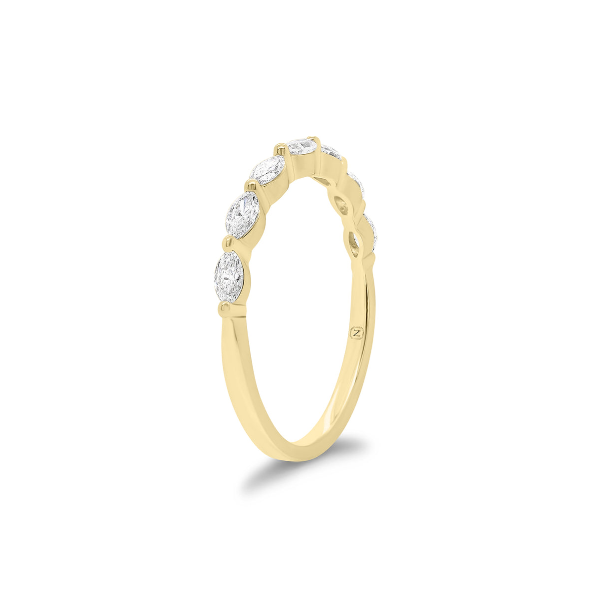 Marquise Diamond Wedding Band - 14K gold weighing 1.41 grams - 7 marquise-shaped diamonds weighing 0.38 carats