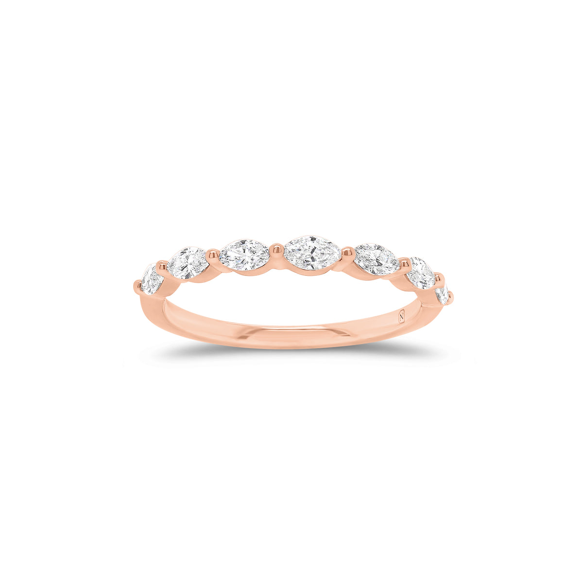 Marquise Diamond Wedding Band - 14K gold weighing 1.41 grams - 7 marquise-shaped diamonds weighing 0.38 carats
