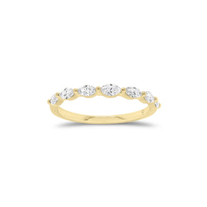 Marquise Diamond Wedding Band - 14K gold weighing 1.41 grams - 7 marquise-shaped diamonds weighing 0.38 carats