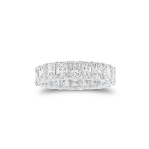 5.05 ct Radiant-Cut Diamond Eternity Band - 18K gold weighing 3.50 grams  - 21 radiant-cut diamonds weighing 5.05 carats (GIA-graded F-color, VS clarity)