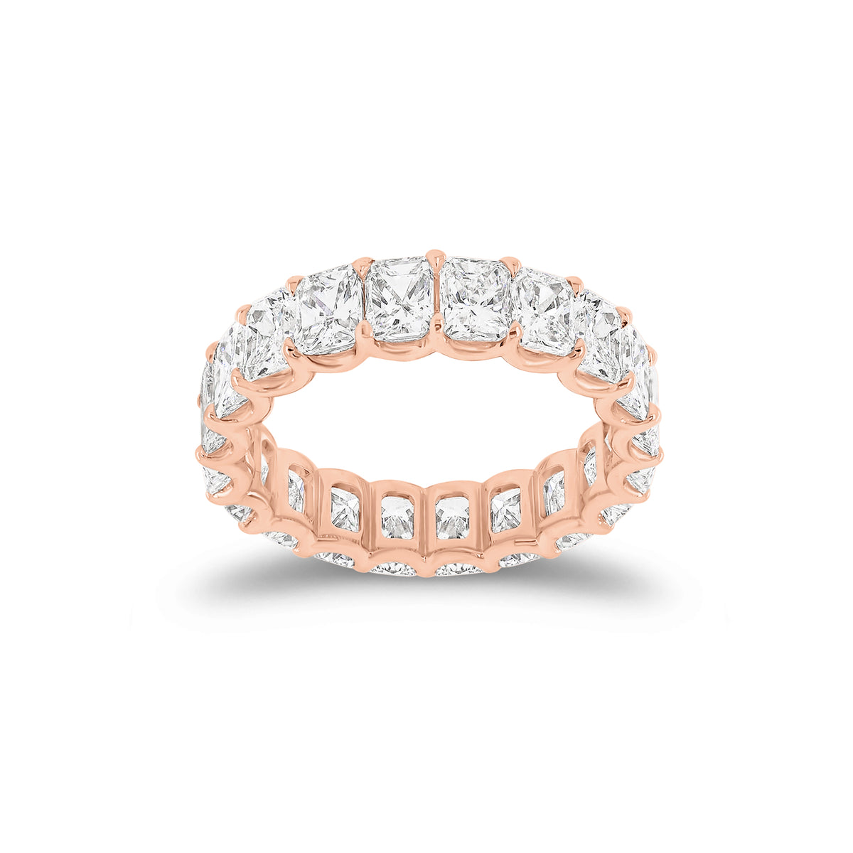 5.05 ct Radiant-Cut Diamond Eternity Band - 18K gold weighing 3.50 grams - 21 radiant-cut diamonds weighing 5.05 carats (GIA-graded F-color, VS clarity)