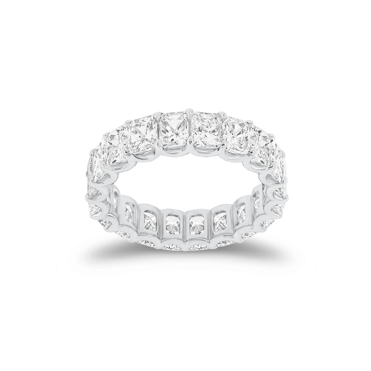 5.05 ct Radiant-Cut Diamond Eternity Band - 18K gold weighing 3.50 grams - 21 radiant-cut diamonds weighing 5.05 carats (GIA-graded F-color, VS clarity)