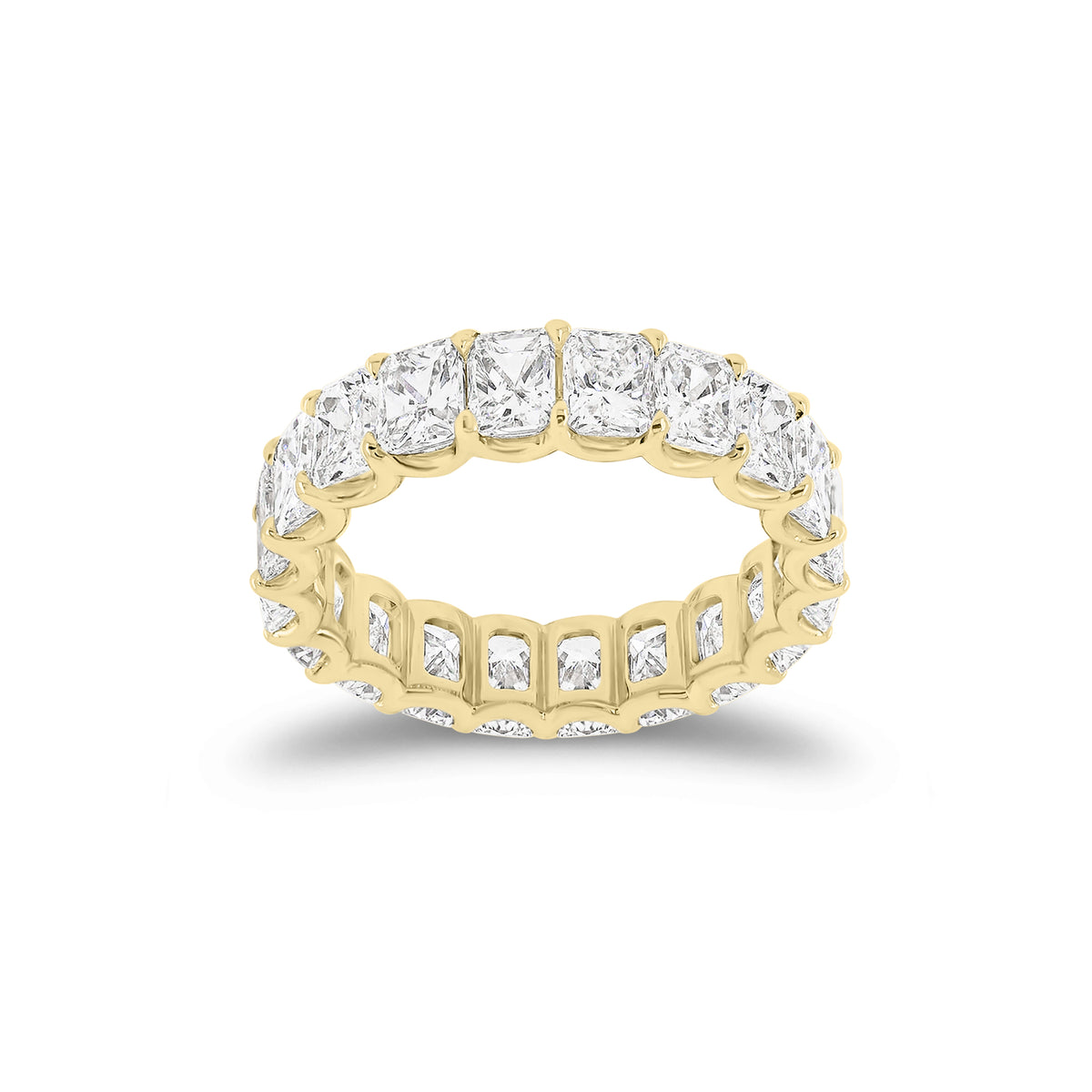 5.05 ct Radiant-Cut Diamond Eternity Band - 18K gold weighing 3.50 grams - 21 radiant-cut diamonds weighing 5.05 carats (GIA-graded F-color, VS clarity)