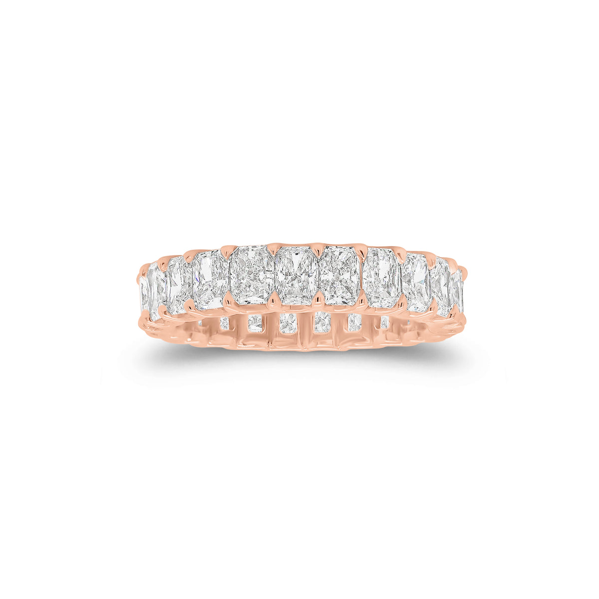 3.55 ct Radiant-Cut Diamond Eternity Band - 18K gold weighing 3.89 grams  - 23 radiant-cut diamonds weighing 3.55 carats (GIA-graded F-color, VS clarity)
