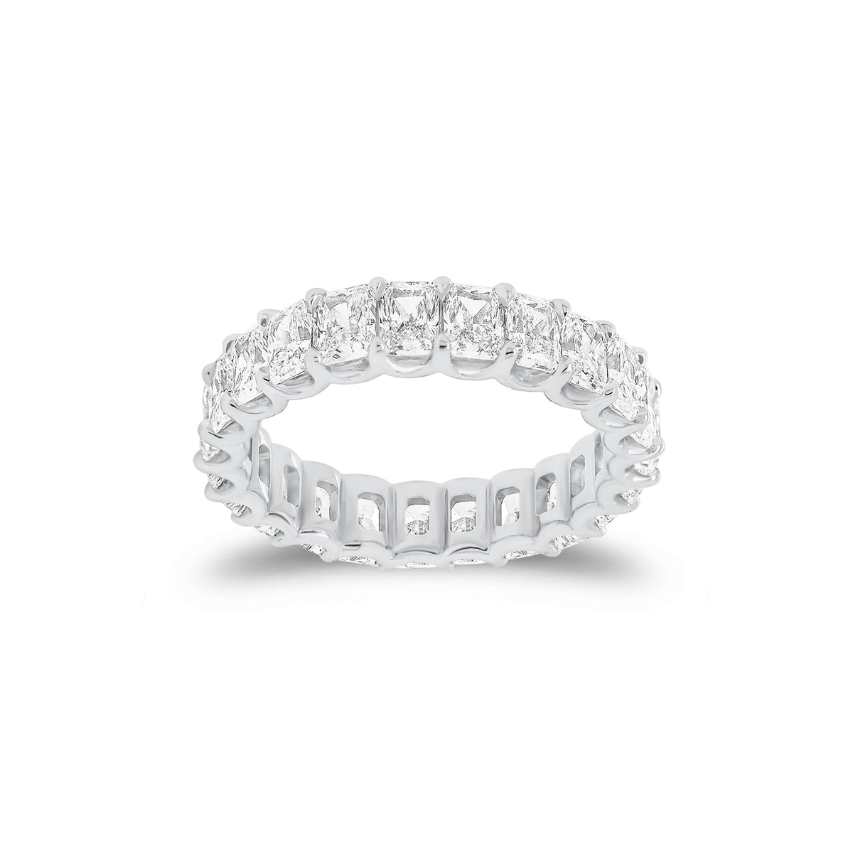 3.55 ct Radiant-Cut Diamond Eternity Band - 18K gold weighing 3.89 grams  - 23 radiant-cut diamonds weighing 3.55 carats (GIA-graded F-color, VS clarity)