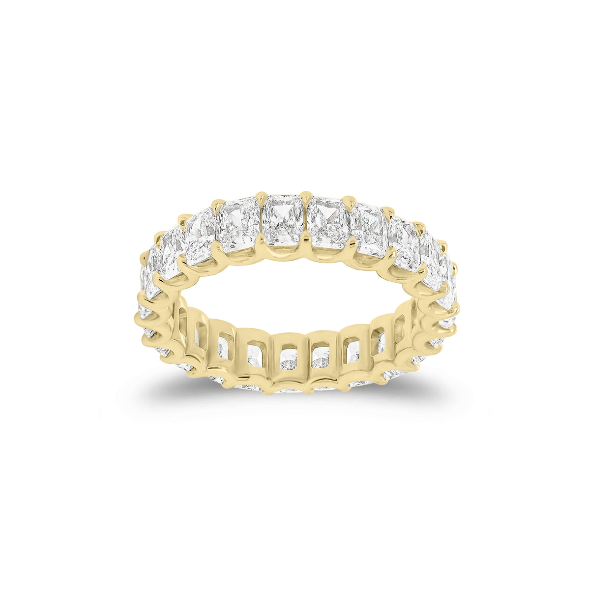 3.55 ct Radiant-Cut Diamond Eternity Band - 18K gold weighing 3.89 grams  - 23 radiant-cut diamonds weighing 3.55 carats (GIA-graded F-color, VS clarity)