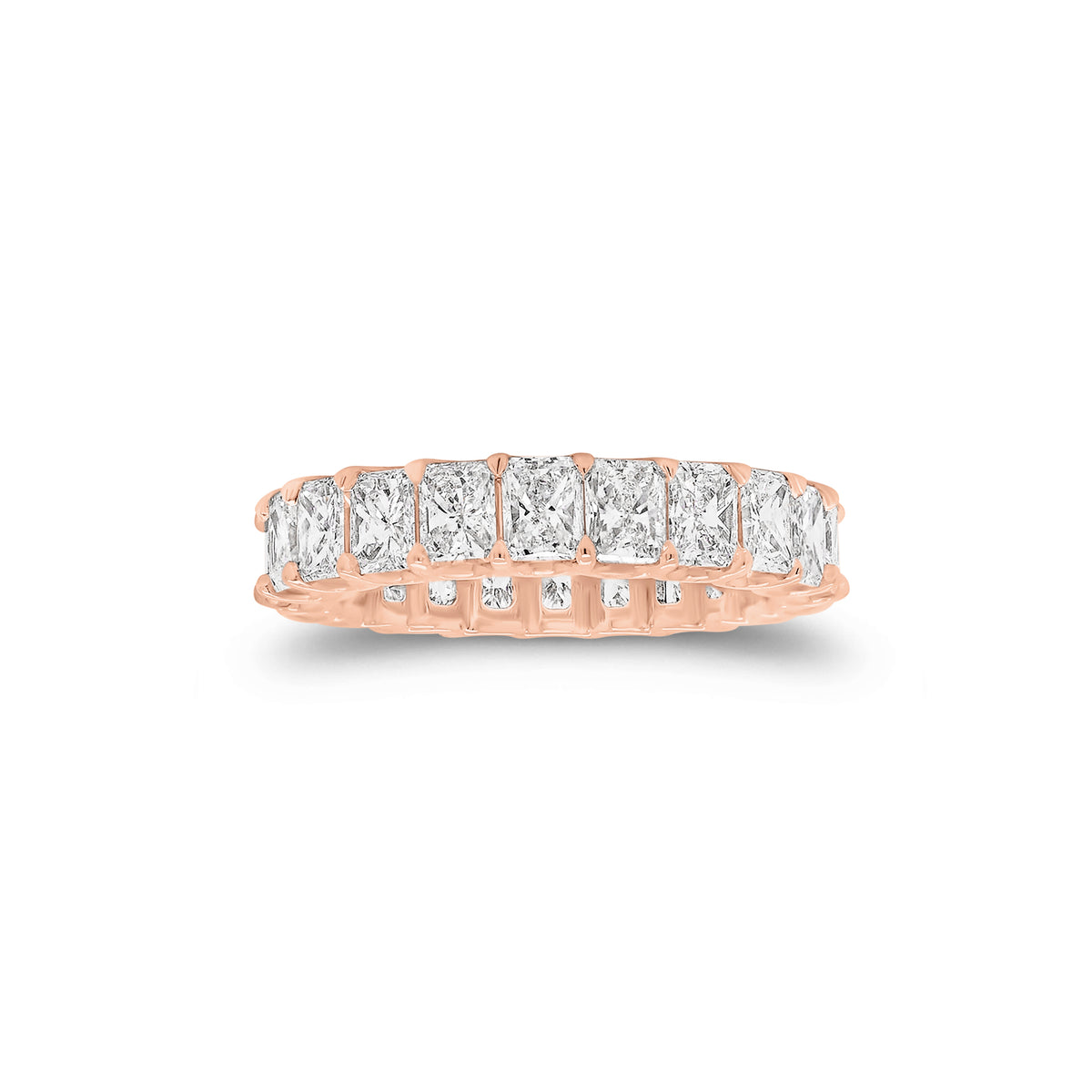 4.47 ct Radiant-Cut Diamond Eternity Band - 18K gold weighing 4.60 grams  - 22 radiant-cut diamonds weighing 4.47 carats (GIA-graded F-color, VS clarity)