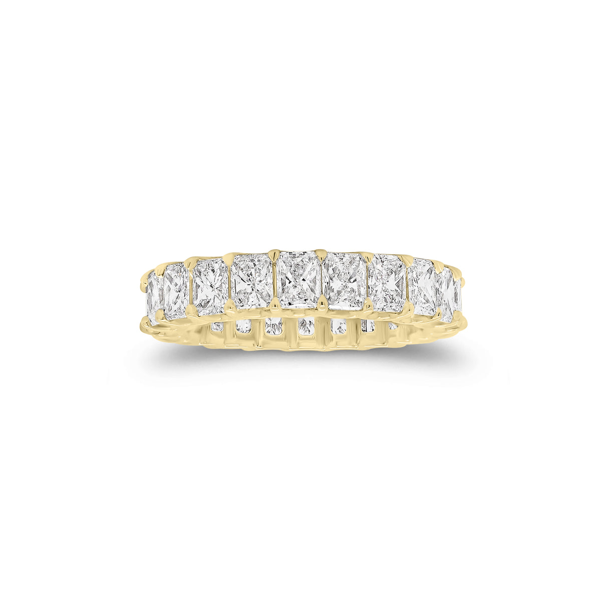 4.47 ct Radiant-Cut Diamond Eternity Band - 18K gold weighing 4.60 grams  - 22 radiant-cut diamonds weighing 4.47 carats (GIA-graded F-color, VS clarity)