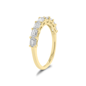East to West Emerald-Cut Diamond Wedding Band - 18K yellow gold weighing 2.21 grams - 8 emerald-cut diamonds weighing 1.09 carats