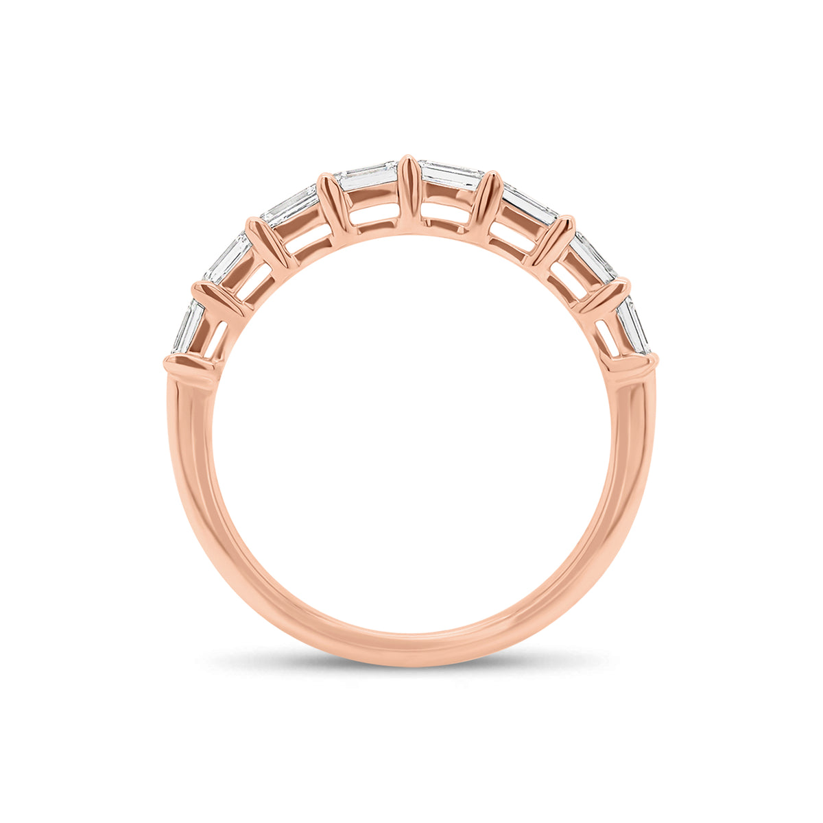 East to West Emerald-Cut Diamond Wedding Band - 18K rose gold weighing 2.21 grams - 8 emerald-cut diamonds weighing 1.09 carats