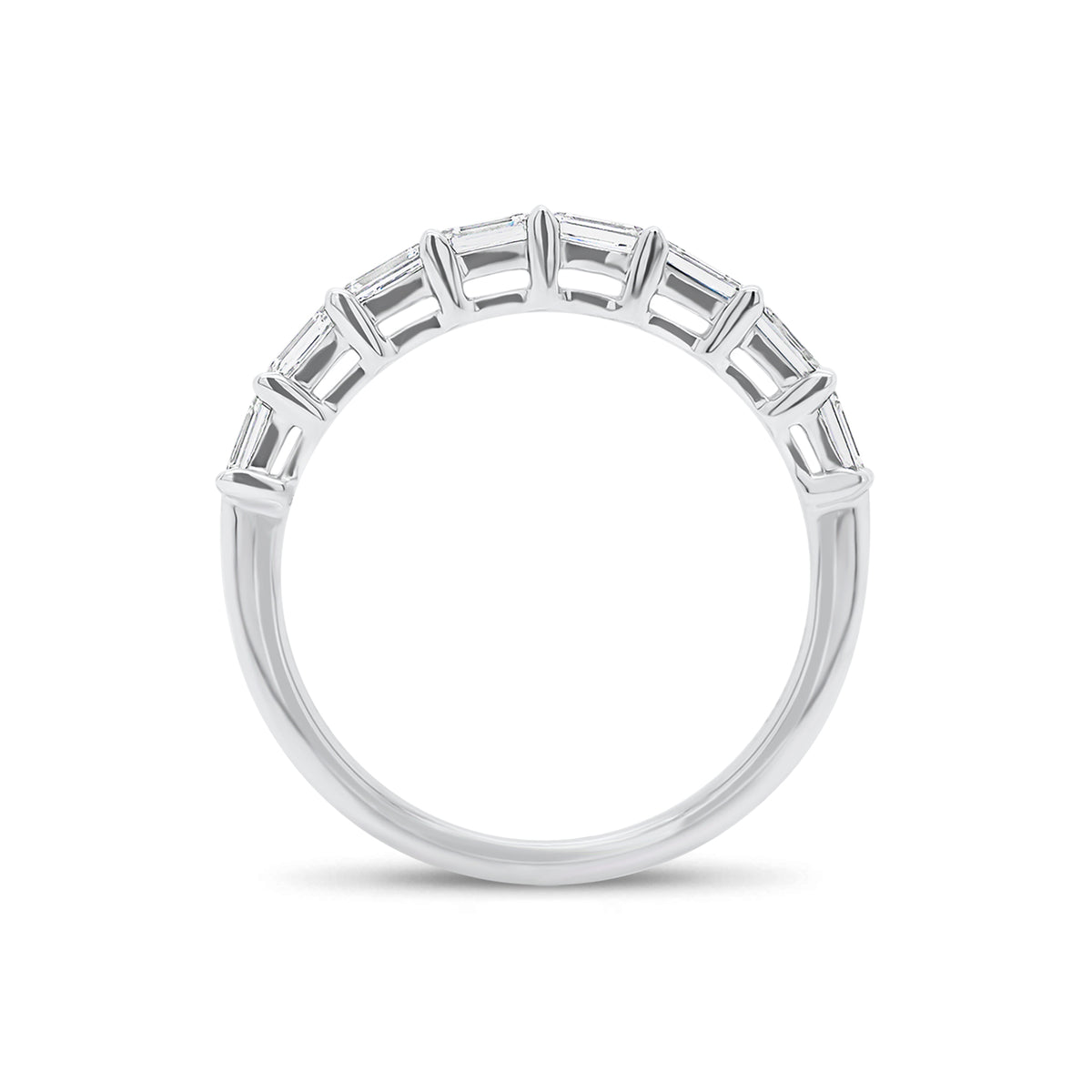 East to West Emerald-Cut Diamond Wedding Band - 18K white gold weighing 2.21 grams - 8 emerald-cut diamonds weighing 1.09 carats