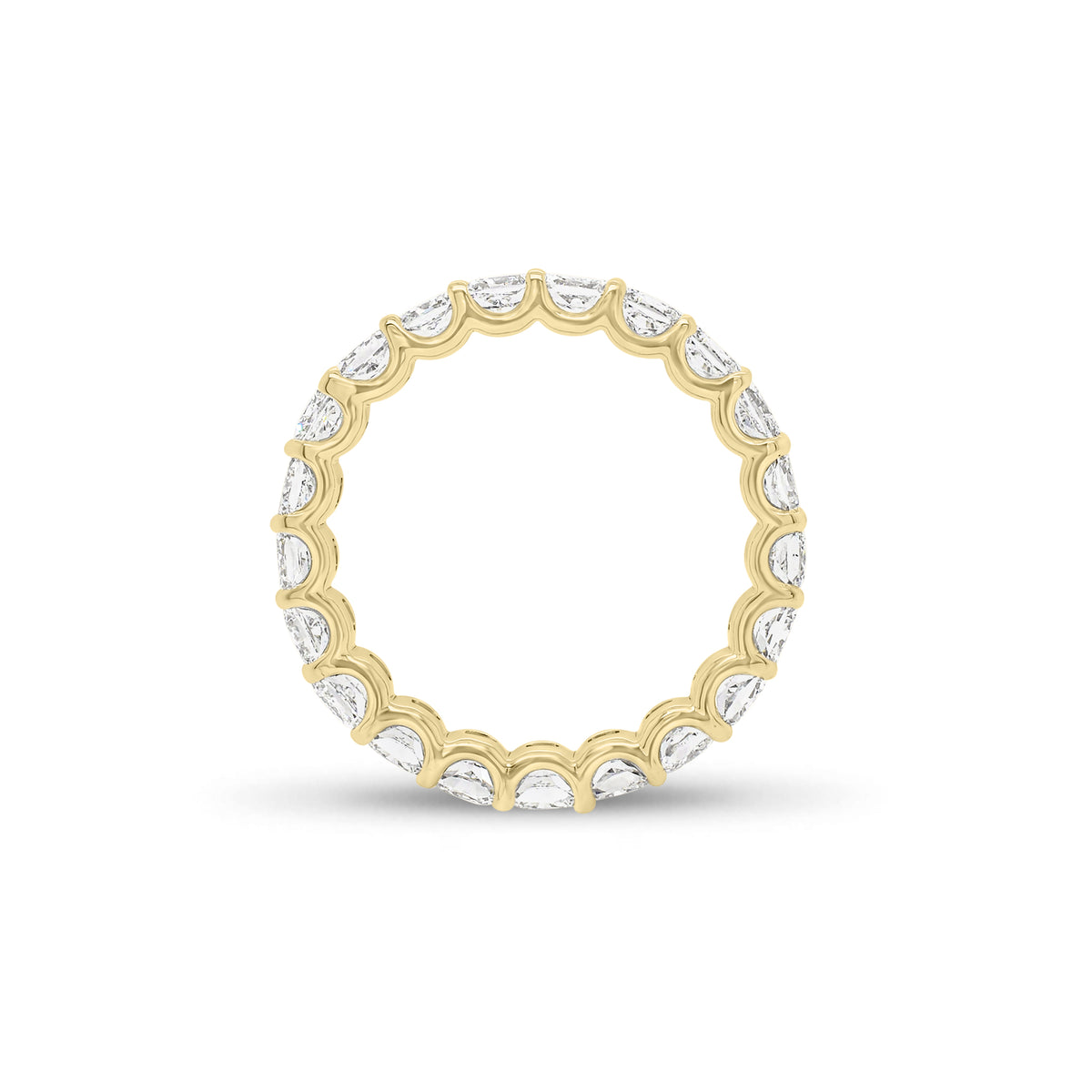 Cushion-Cut Diamond Eternity Ring - 18K gold weighing 3.20 grams - 21 cushion-cut diamonds weighing 2.99 carats (GIA-graded F-G color, VS2 clarity)