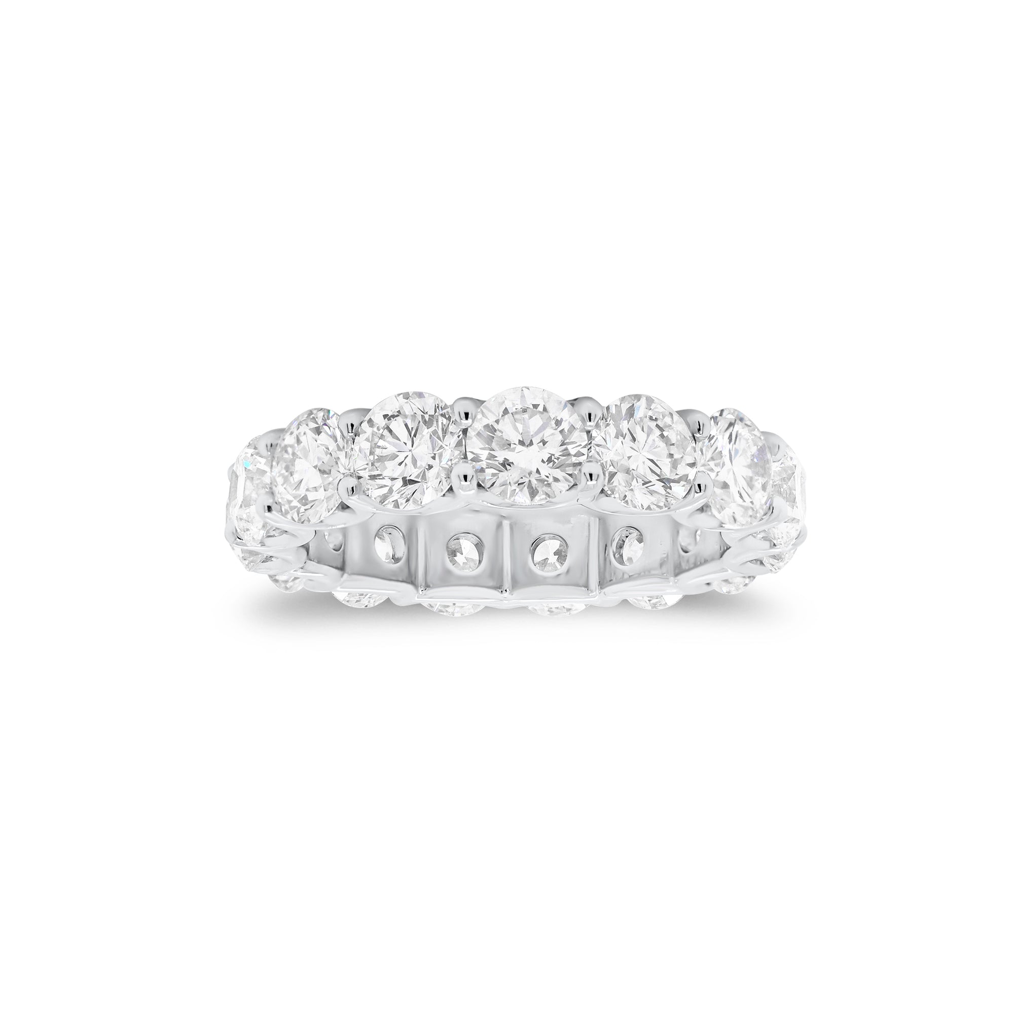 3.76 ct Diamond Eternity Ring - 18K gold weighing 3.60 grams  - 16 round diamonds weighing 3.76 carats (GIA-graded G-H color, SI1 clarity)