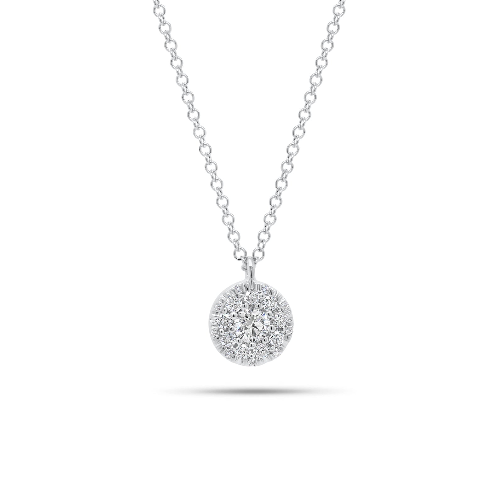 Multi-Diamond Circle Pendant - 14K gold weighing 2.20 grams  - 19 round diamonds weighing 0.23 carats