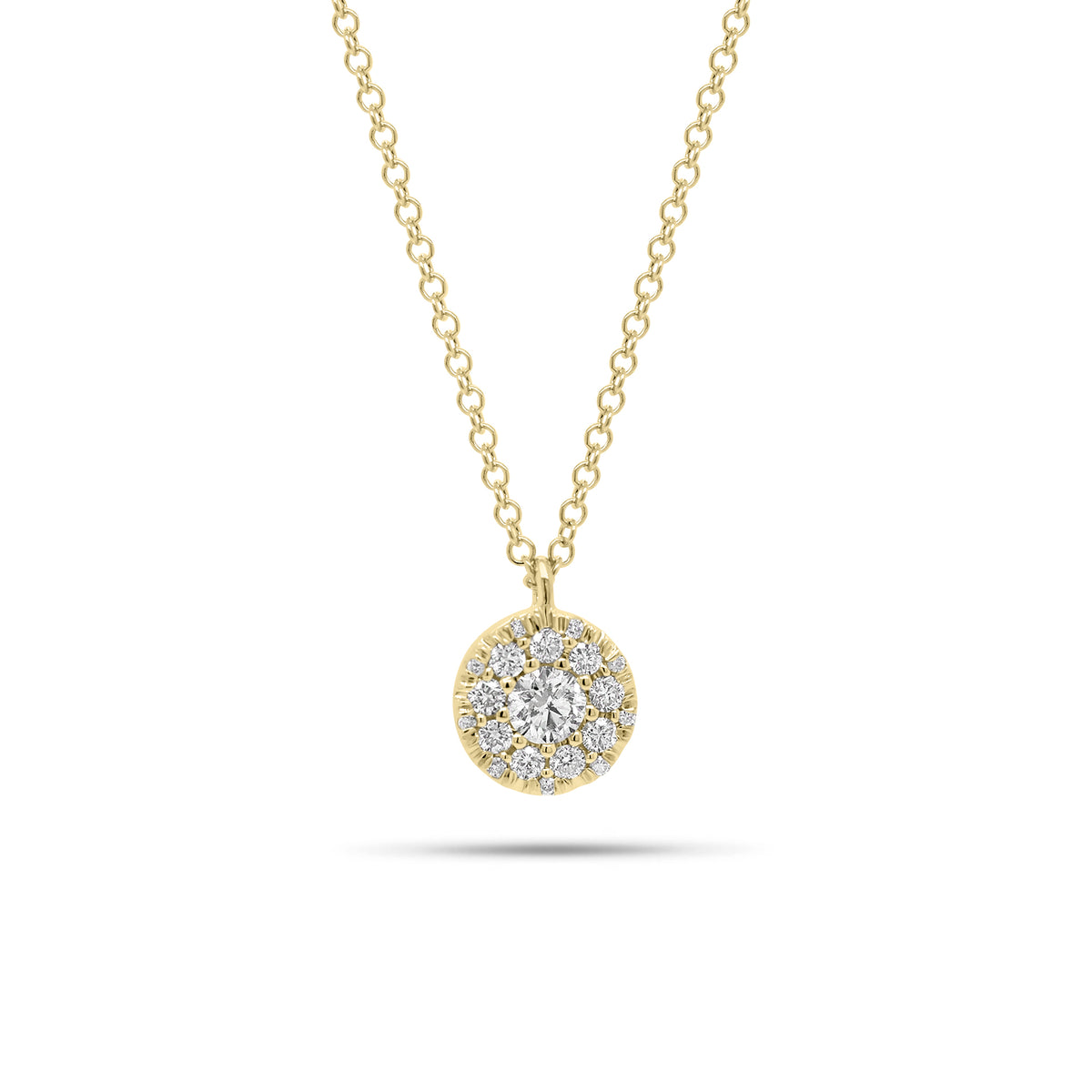 Multi-Diamond Circle Pendant - 14K gold weighing 2.20 grams - 19 round diamonds weighing 0.23 carats