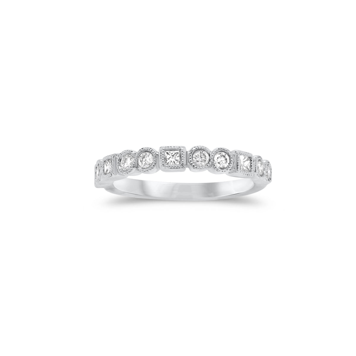 Diamond Multi-Shape Wedding Band with Milgrain