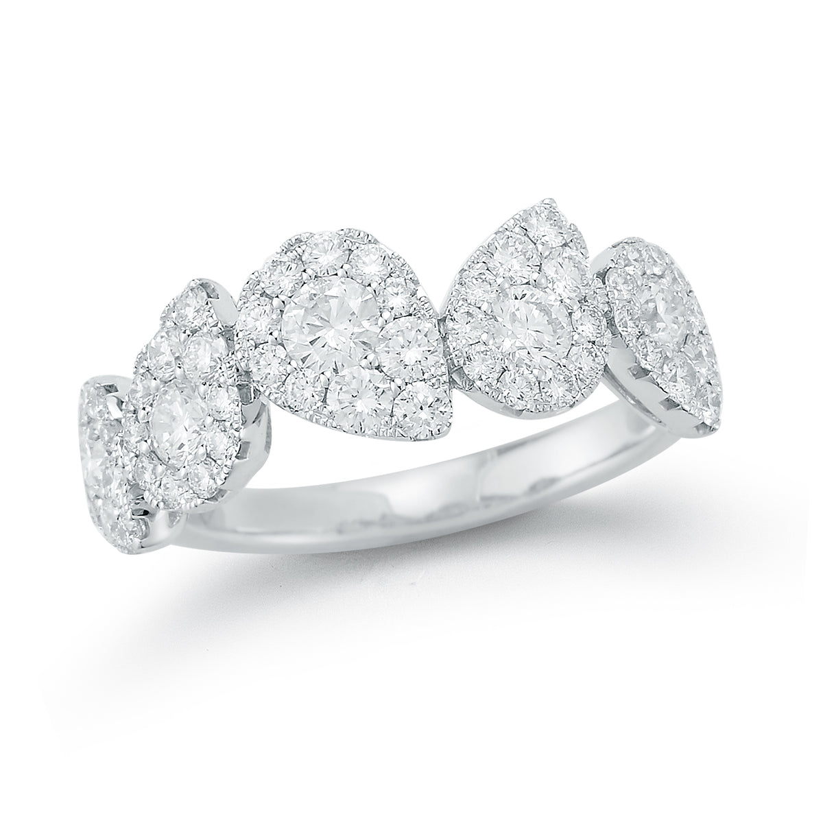 Diamond Staggered Pear-shaped Halo Ring