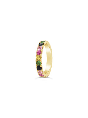 Enlarged Rainbow Gemstone Band Ring