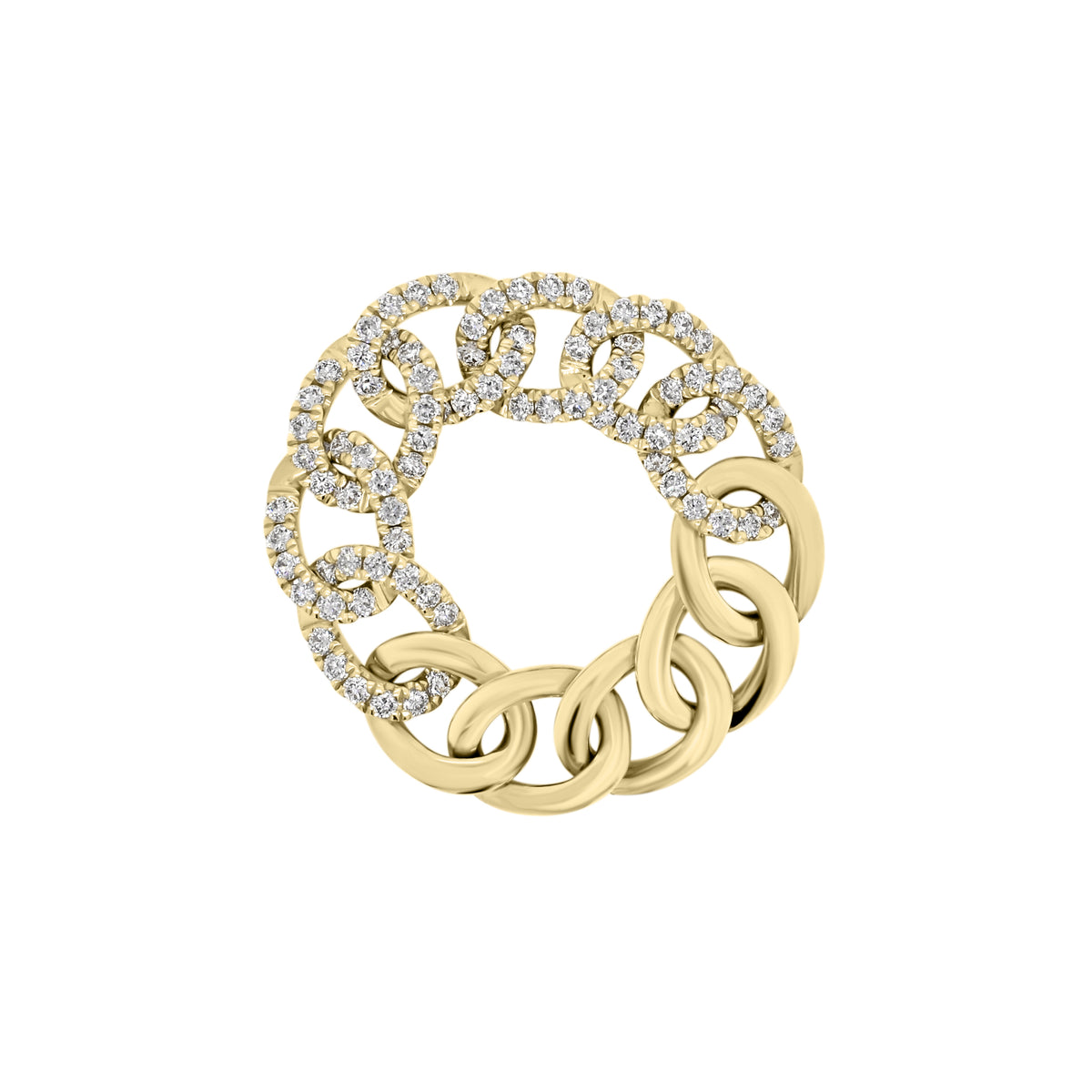 Diamond & Gold Curb Flexible Chain Ring