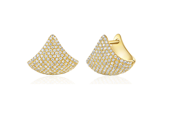 Pave Diamond Fan Huggie Earrings