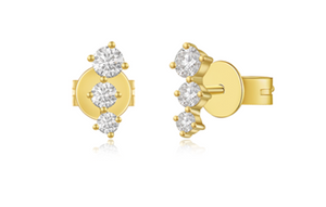 Graduated Diamond Trio Crawler Stud Earrings