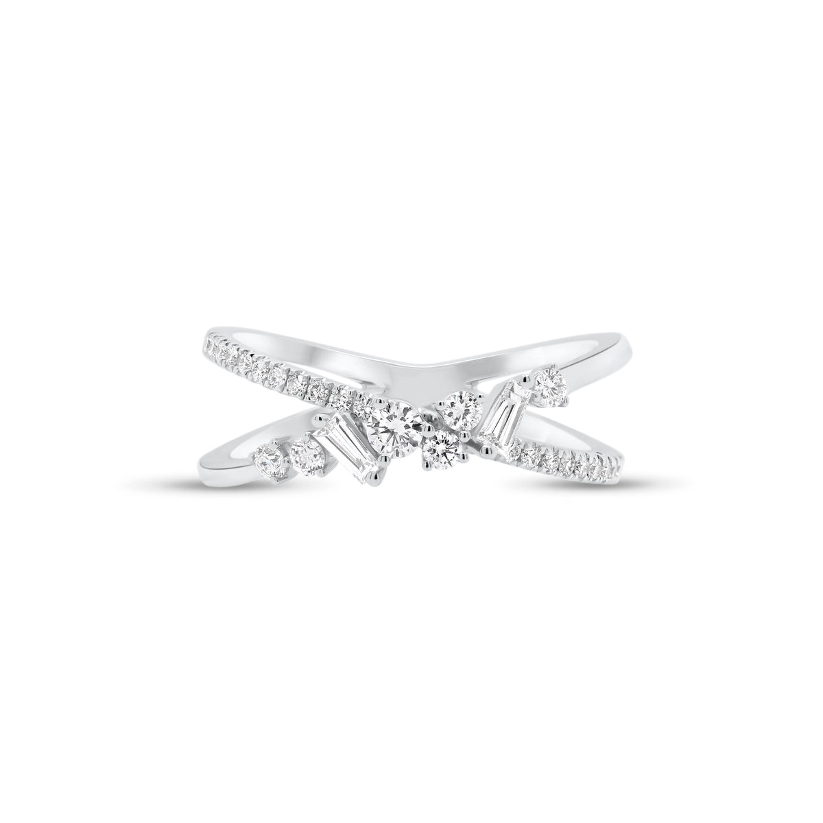 Mixed Cut Diamond Criss-Cross Ring