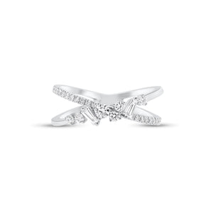 Mixed Cut Diamond Criss-Cross Ring