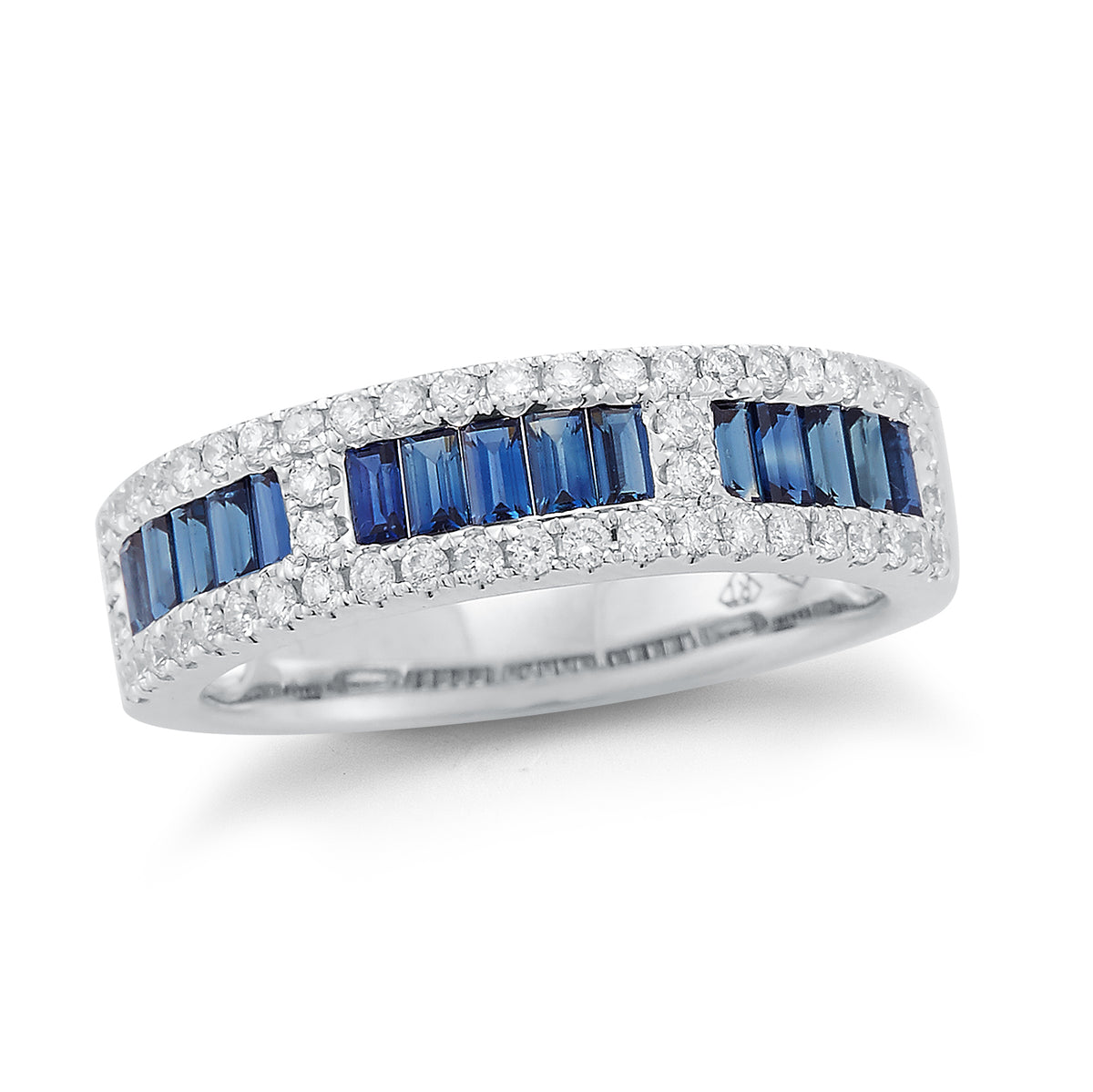 Blue Sapphire Baguette & Diamond Ring