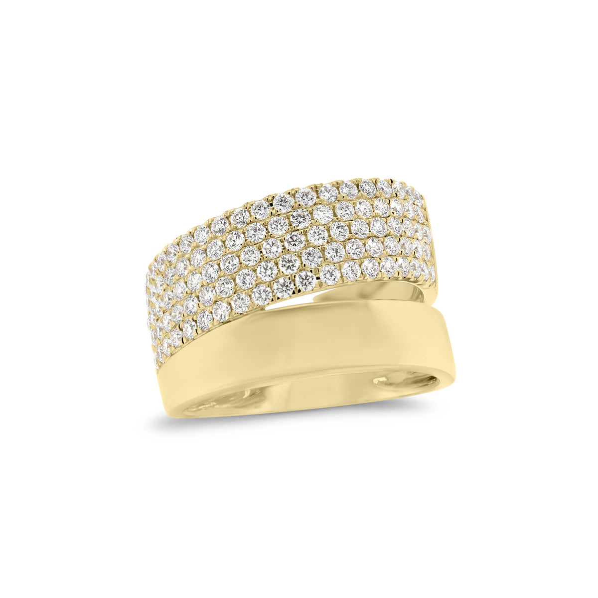 Pave Diamond & Gold Double Band Ring