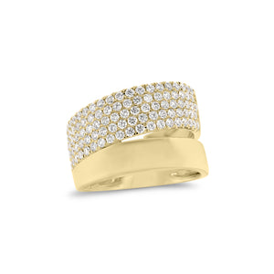 Pave Diamond & Gold Double Band Ring