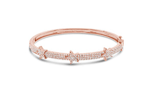 Diamond Tri-Star Bangle Bracelet