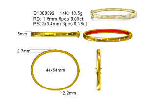 Round & Pear-Shaped Diamond Bangle Bracelet