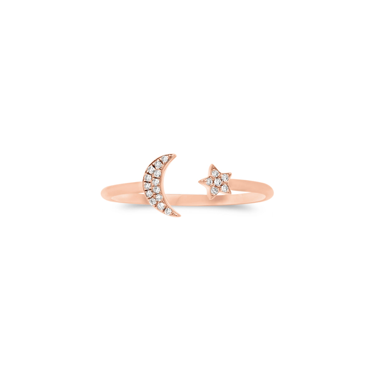 Diamond Crescent Moon Open Ring
